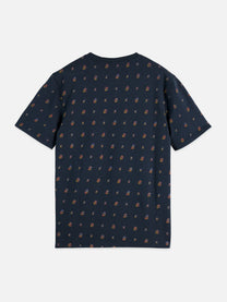 Dark Slate Gray טי שירט מודפסת לגברים עם מיקרו פרינט SCOTCH & SODA
