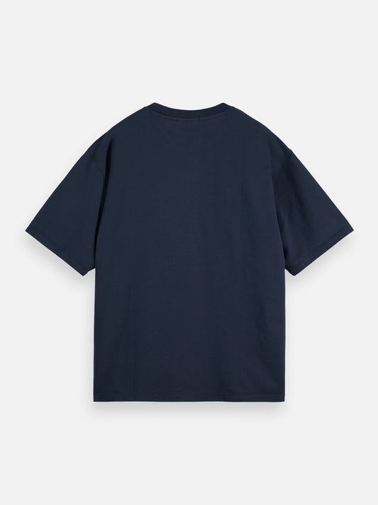 Dark Slate Gray CROSS-STITCHED FRONT ARTWORK LOOSE-FIT T-SHIRT טי שירט קצרה SCOTCH & SODA