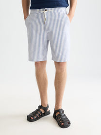 White Smoke מכנסיים קצרים לגברים Fave Cottonlinen SCOTCH & SODA