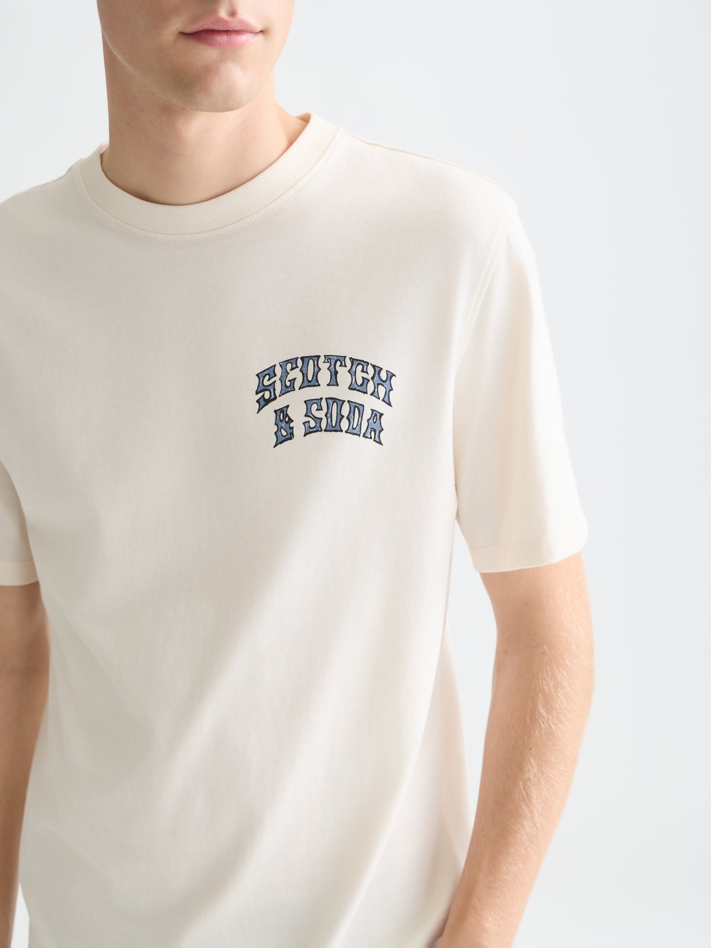 Gray טי שירט קצרה לגברים Front And Back Artwork SCOTCH & SODA