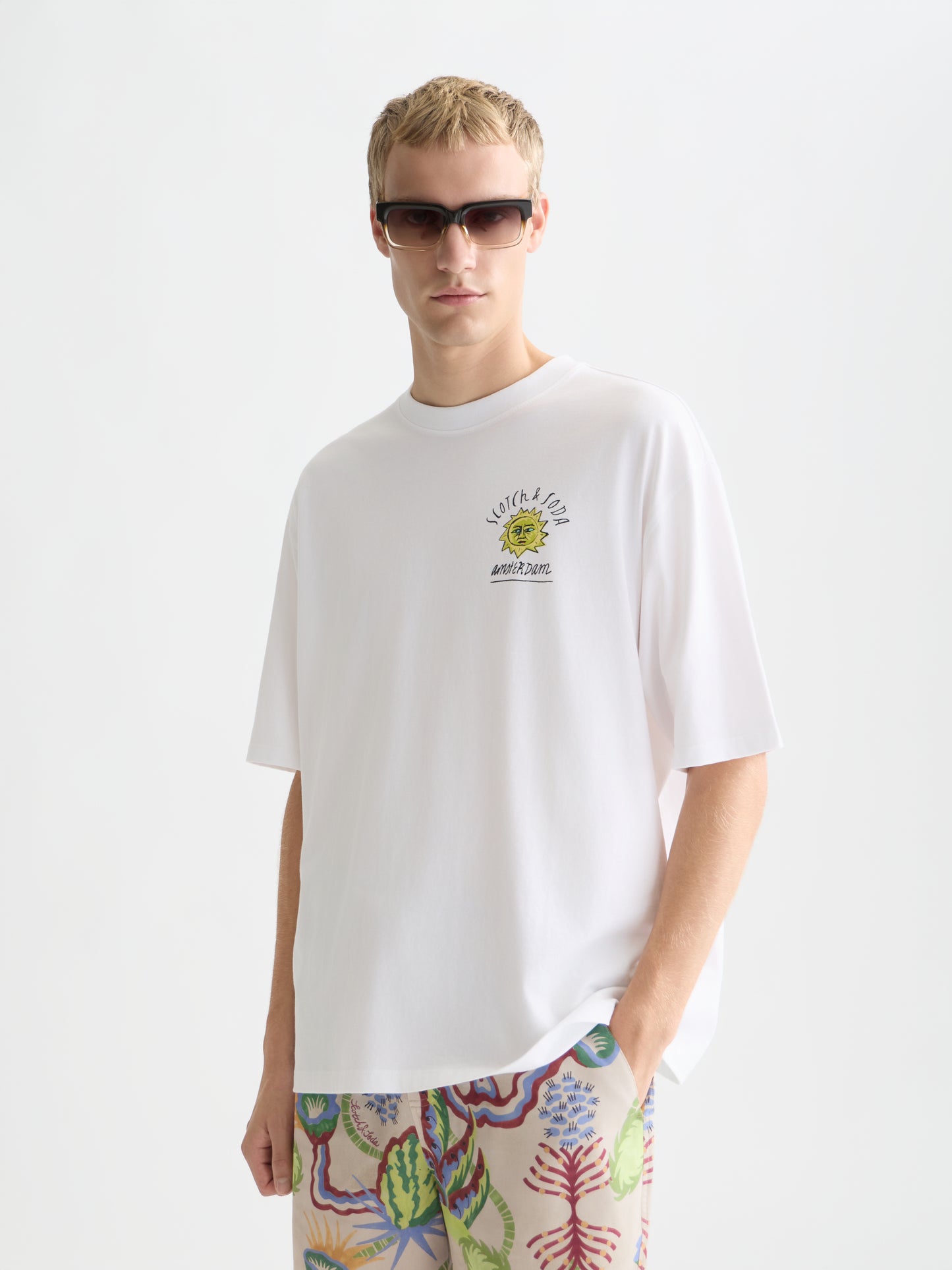 Gray טי שירט קצרה לגברים Classic Logo SCOTCH & SODA