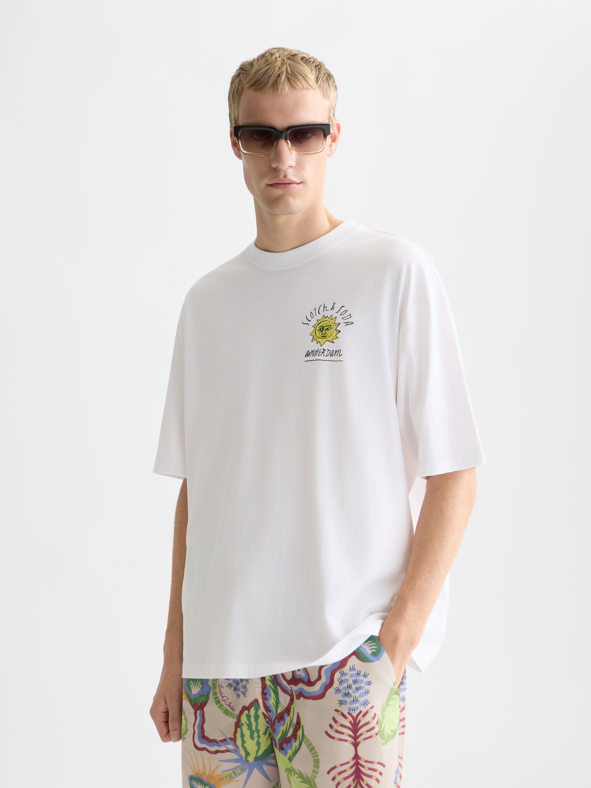 Gray טי שירט קצרה לגברים Classic Logo SCOTCH & SODA