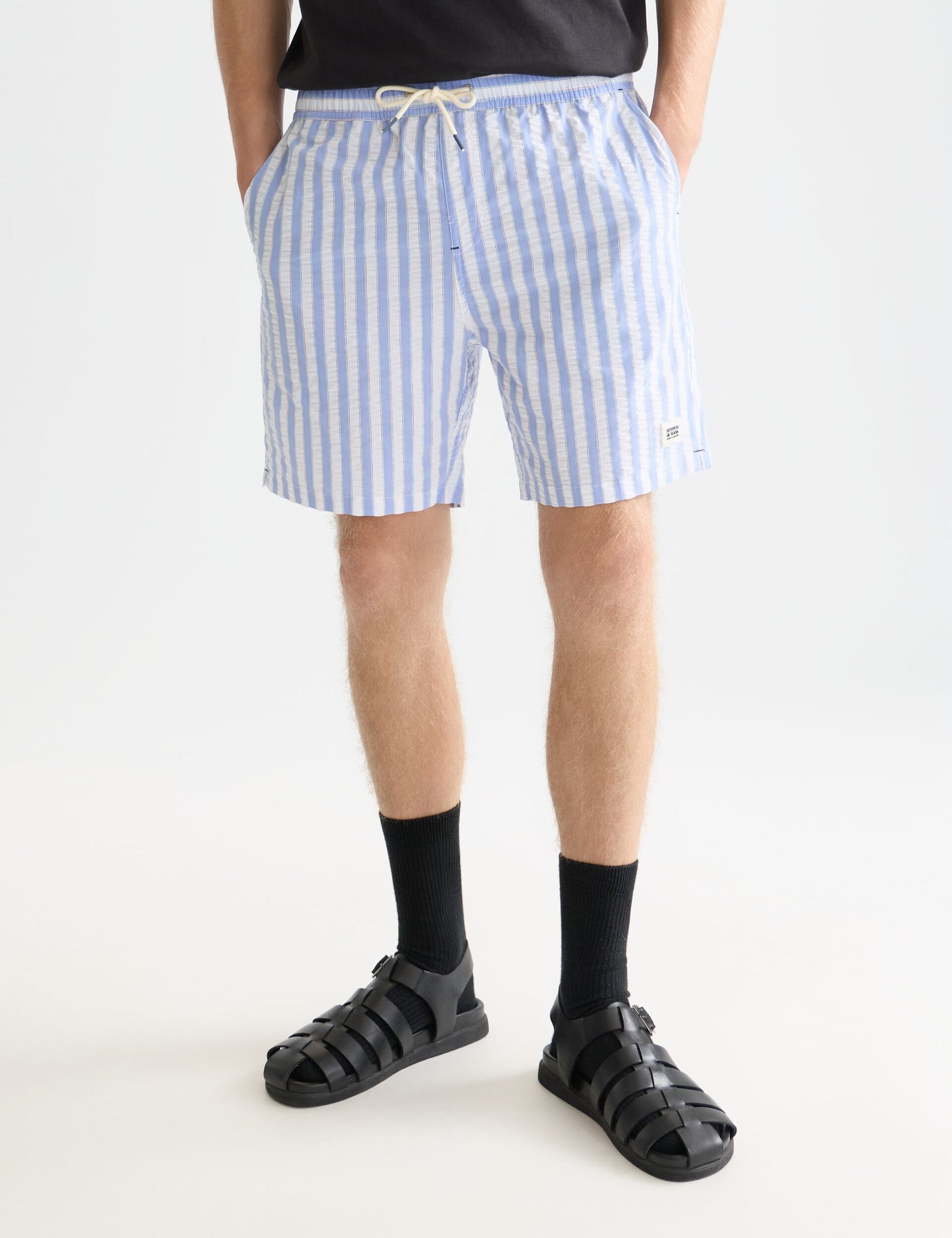 White Smoke מכנסי בגד ים מודפסים לגברים Printed Midlength Swim Shorts SCOTCH & SODA