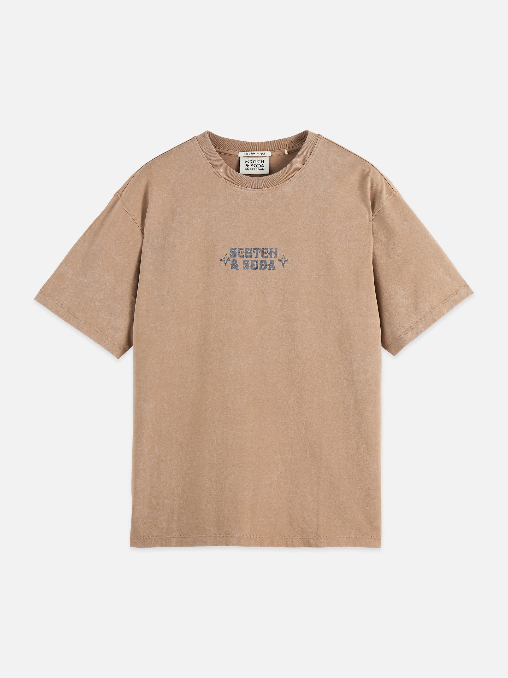 Tan טי שירט קצרה לגברים Artwork SCOTCH & SODA