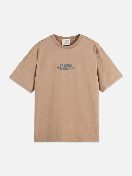 Tan טי שירט קצרה לגברים Artwork SCOTCH & SODA