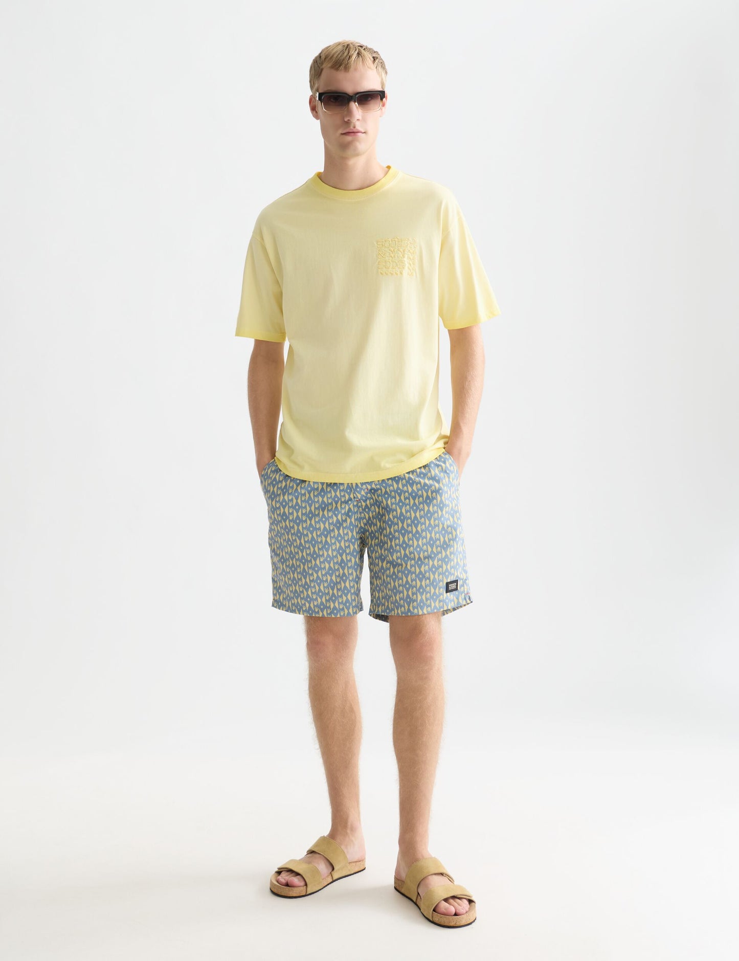 White Smoke בגד ים לגברים Printed Mid-Length SCOTCH & SODA