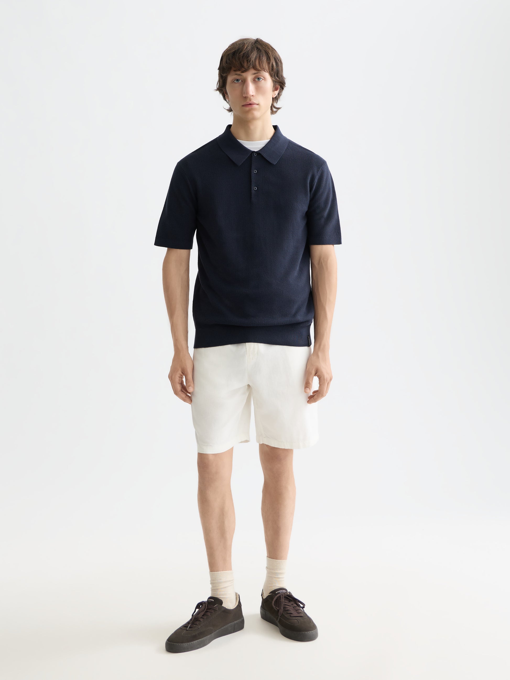 White Smoke CORE STRUCTURED KNITTED REGULAR FIT POLO חולצת פולו קצרה SCOTCH & SODA