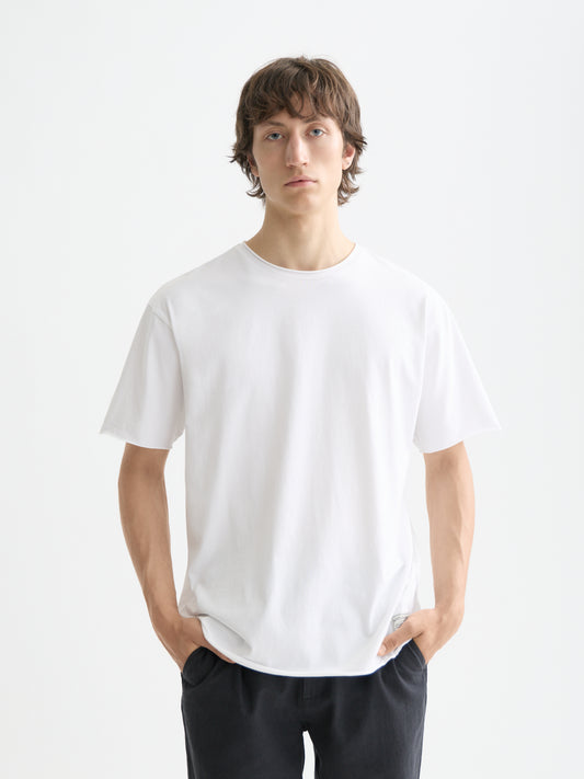 White Smoke CORE RAW-EDGED RELAXED-FIT GARMENT-DYED T-SHIRT טי שירט קצרה SCOTCH & SODA