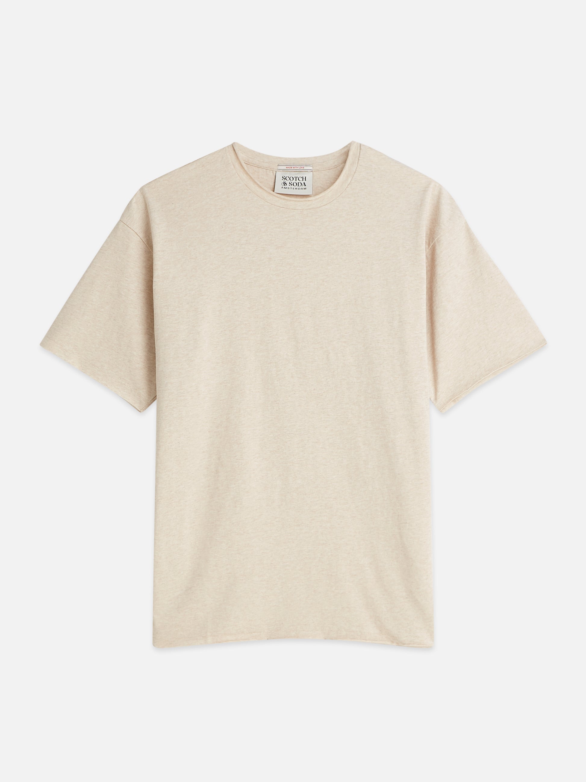 Light Gray CORE RAW-EDGED RELAXED-FIT GARMENT-DYED T-SHIRT טי שירט קצרה SCOTCH & SODA