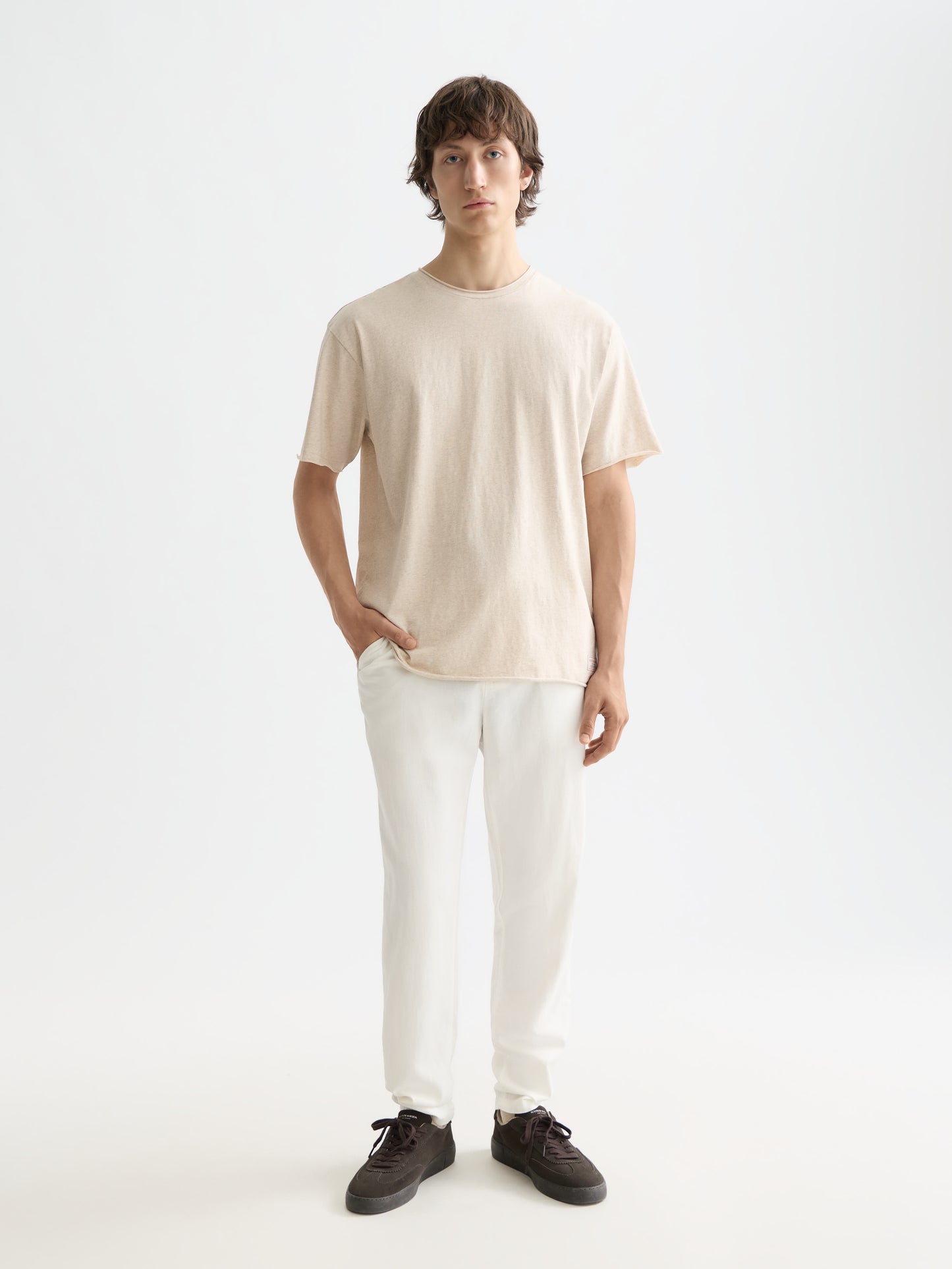 White Smoke CORE RAW-EDGED RELAXED-FIT GARMENT-DYED T-SHIRT טי שירט קצרה SCOTCH & SODA