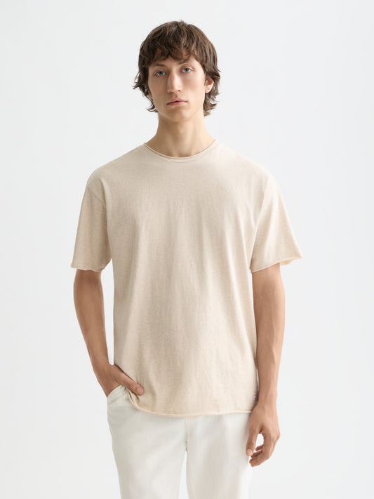 Lavender CORE RAW-EDGED RELAXED-FIT GARMENT-DYED T-SHIRT טי שירט קצרה SCOTCH & SODA