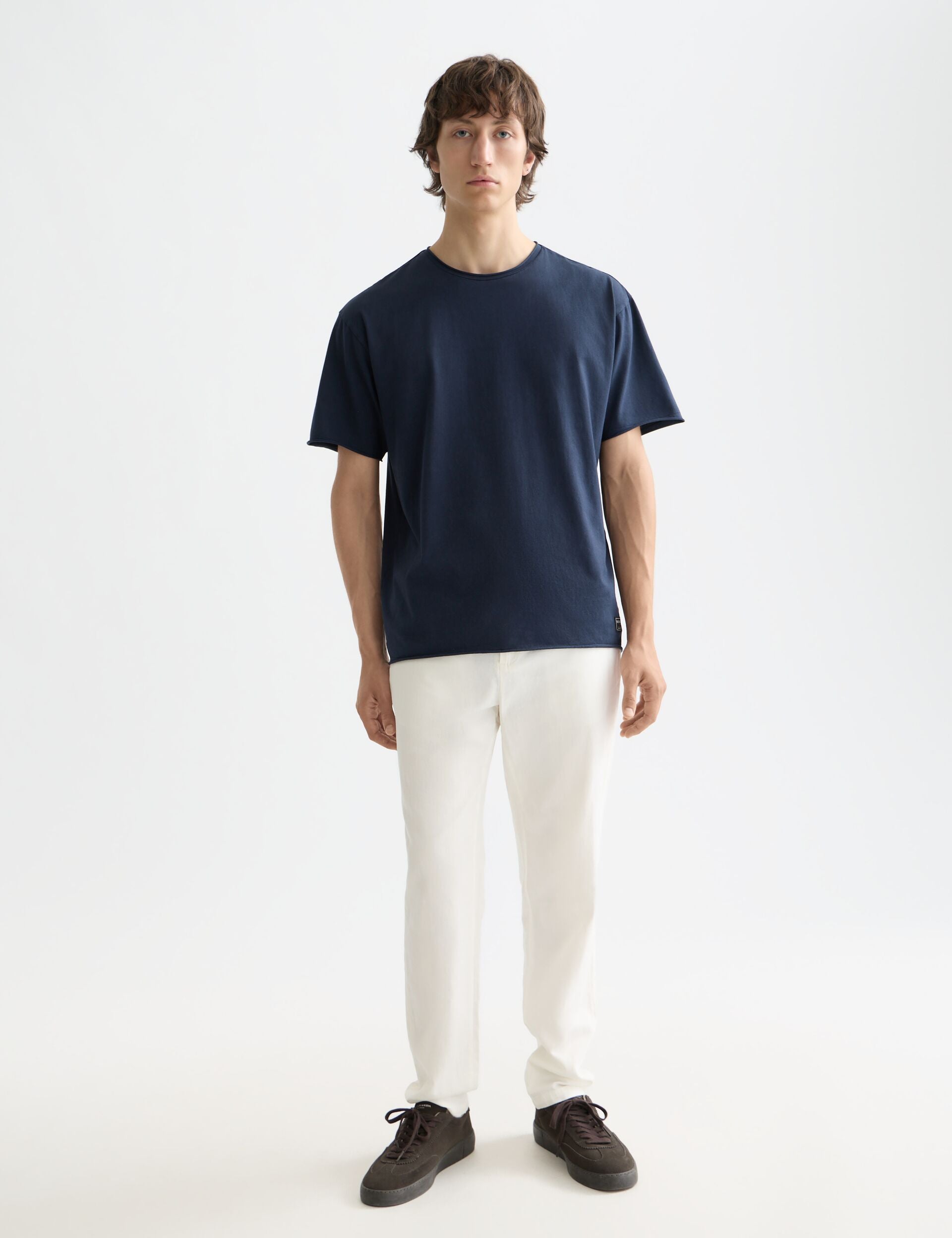 White Smoke CORE RAW-EDGED RELAXED-FIT GARMENT-DYED T-SHIRT טי שירט קצרה SCOTCH & SODA