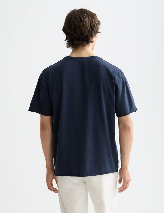 Black CORE RAW-EDGED RELAXED-FIT GARMENT-DYED T-SHIRT טי שירט קצרה SCOTCH & SODA