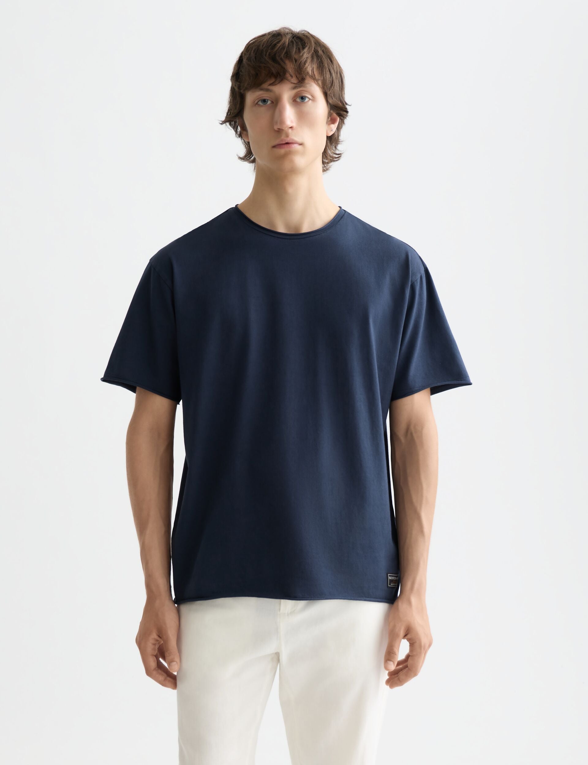 Lavender CORE RAW-EDGED RELAXED-FIT GARMENT-DYED T-SHIRT טי שירט קצרה SCOTCH & SODA