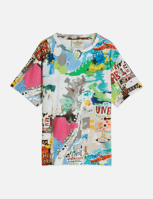 White Smoke טי שירט קצרה לילדים Basquiat Printed SCOTCH & SODA