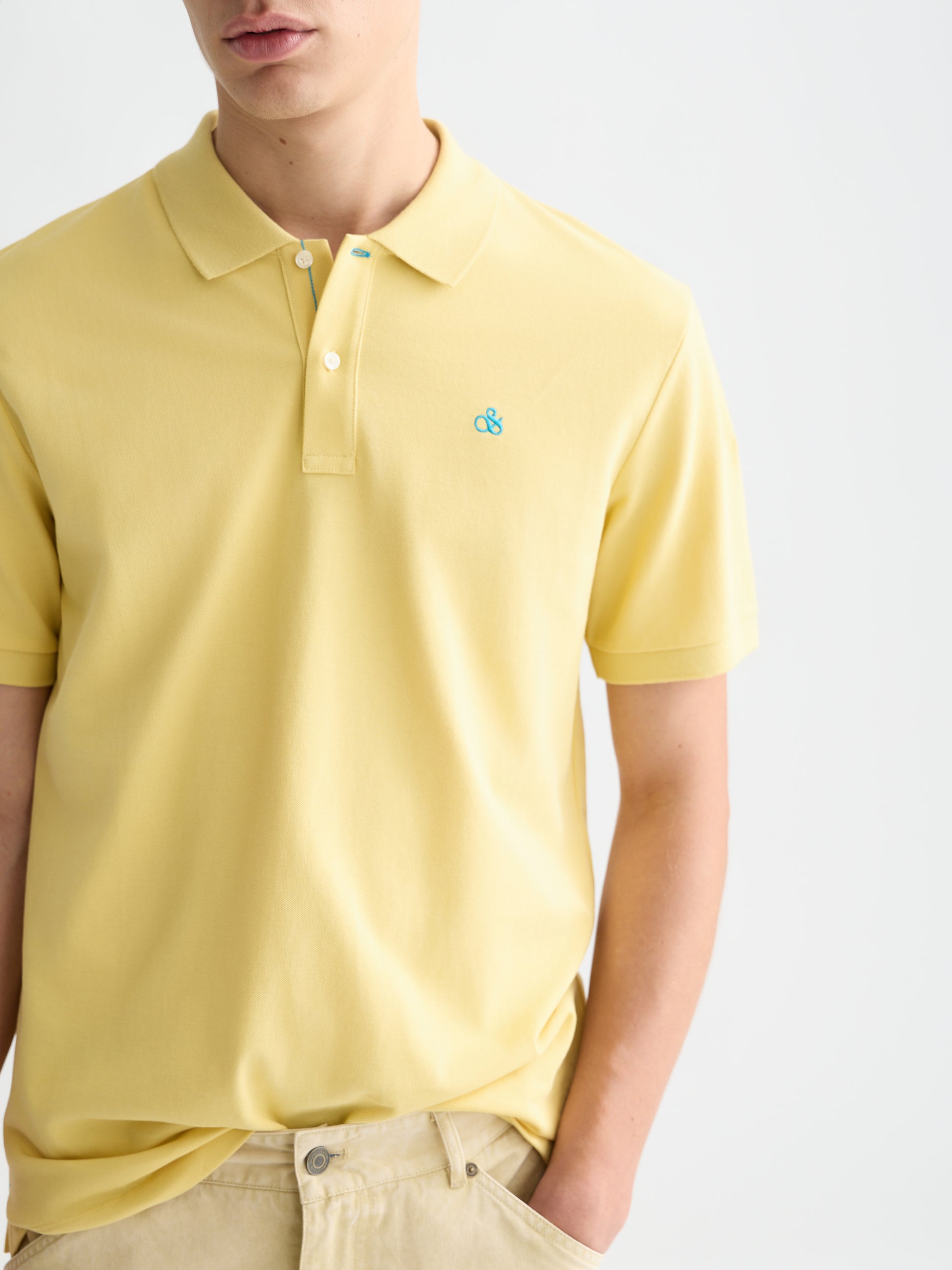 Wheat חולצת פולו קצרה לגברים Seasonal Core Pique SCOTCH & SODA