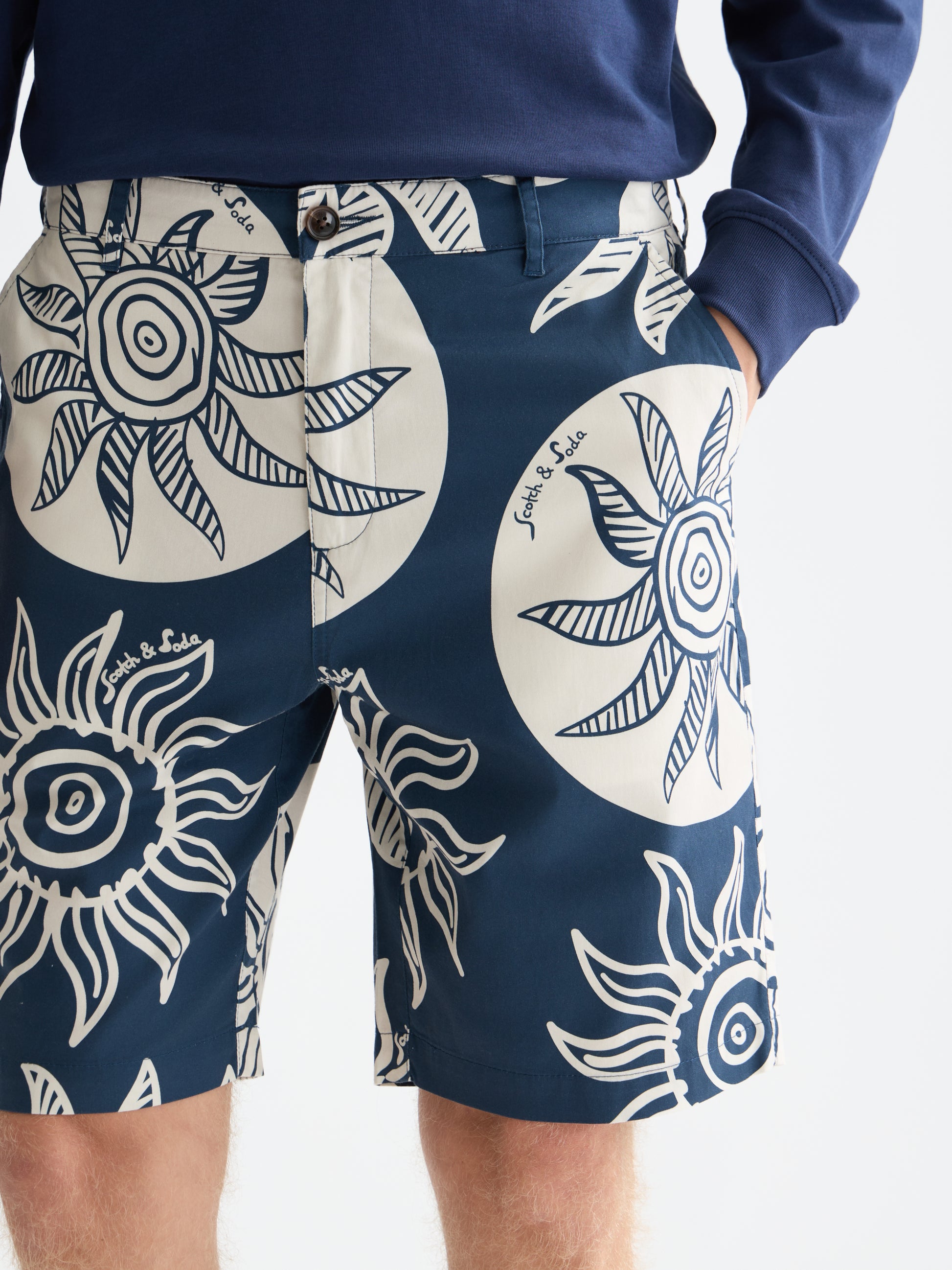 White Smoke מכנסיים קצרים לגברים Stuart Printed Stretch SCOTCH & SODA