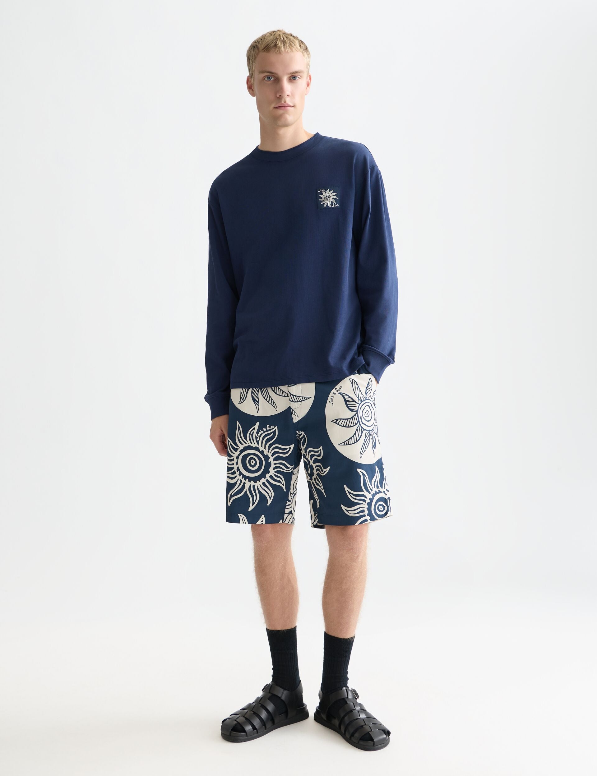 White Smoke מכנסיים קצרים לגברים Stuart Printed Stretch SCOTCH & SODA