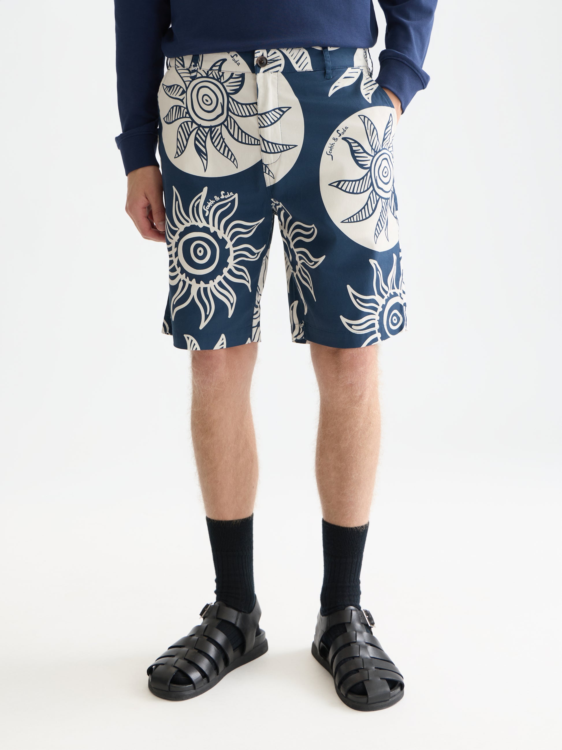 White Smoke מכנסיים קצרים לגברים Stuart Printed Stretch SCOTCH & SODA