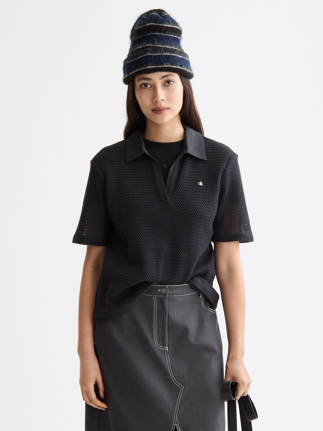 White Smoke חולצת פולו קרושה לנשים Crochet SCOTCH & SODA