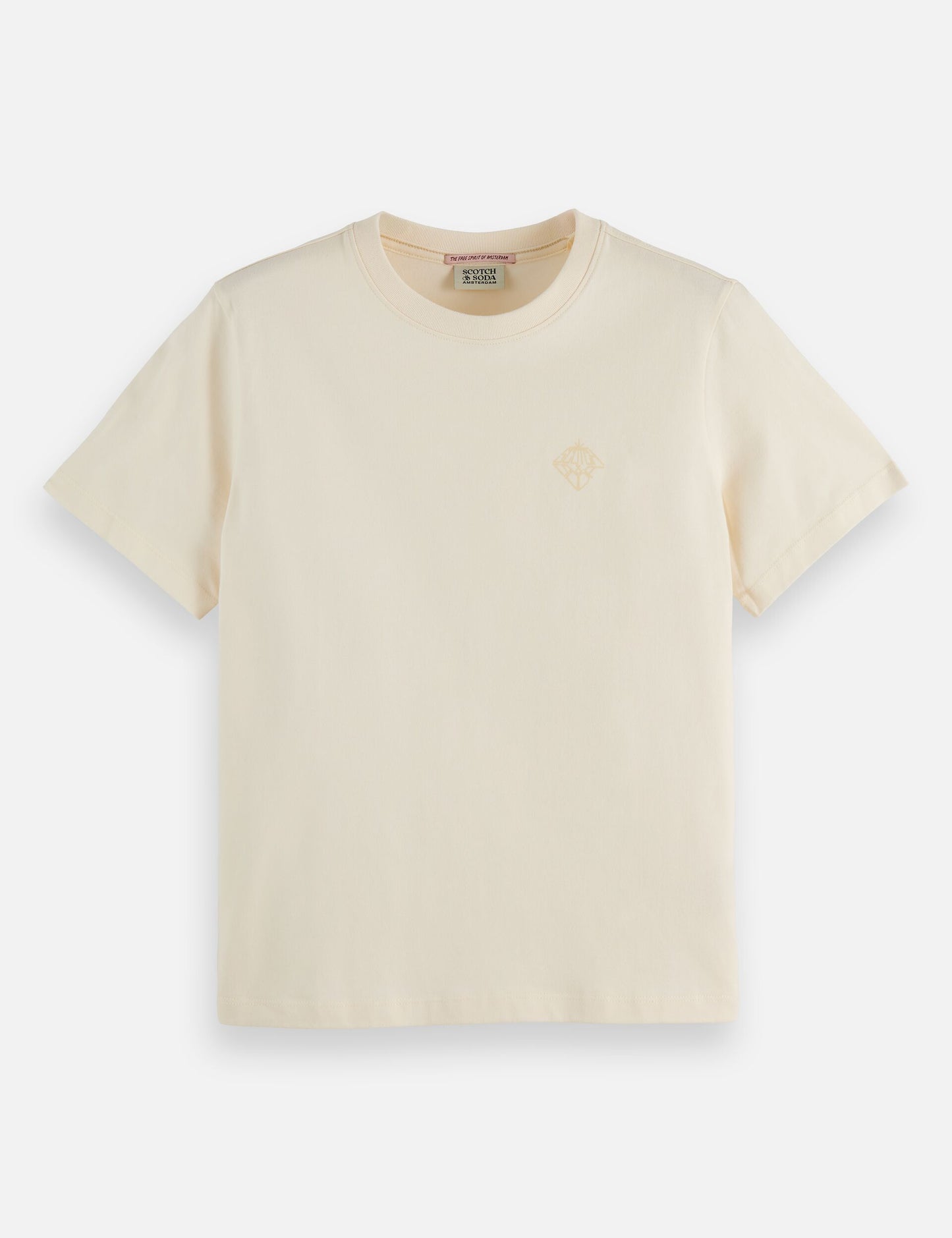 Light Gray טי שירט קצרה לנשים Core Chest Artwork SCOTCH & SODA