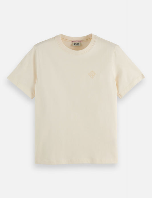 Light Gray טי שירט קצרה לנשים Core Chest Artwork SCOTCH & SODA