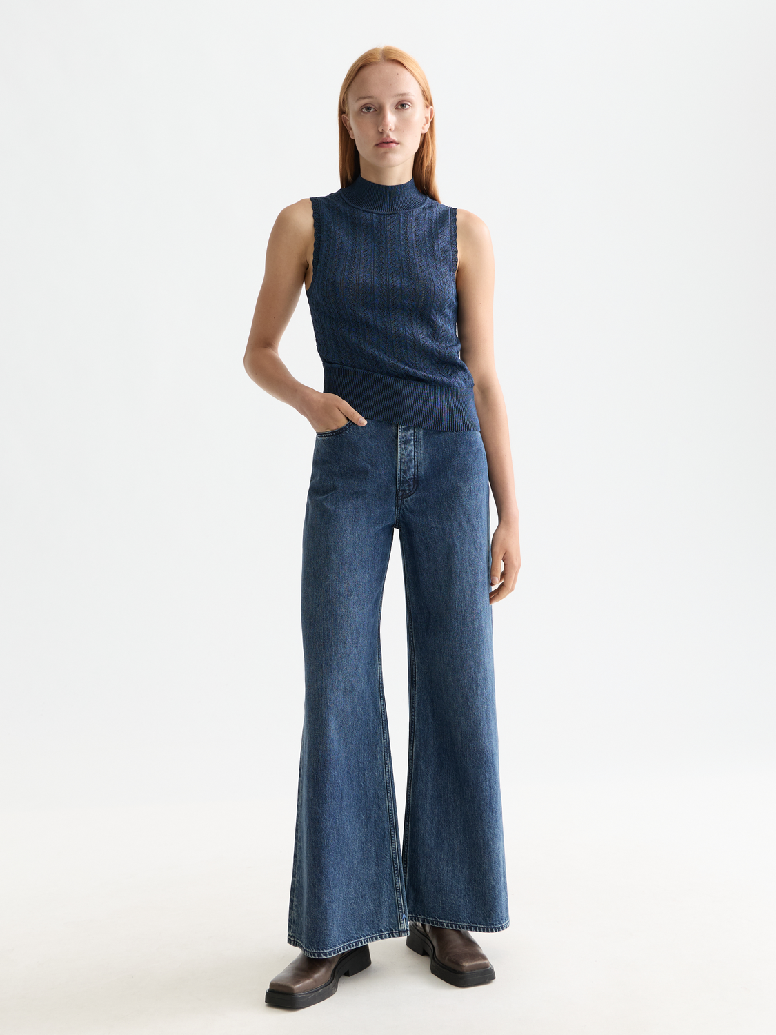 Dark Slate Gray גופית סריג לנשים  Pointelle SCOTCH & SODA