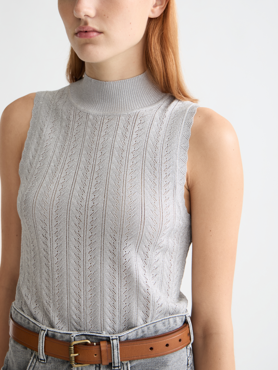 Light Gray גופית סריג לנשים  Pointelle SCOTCH & SODA