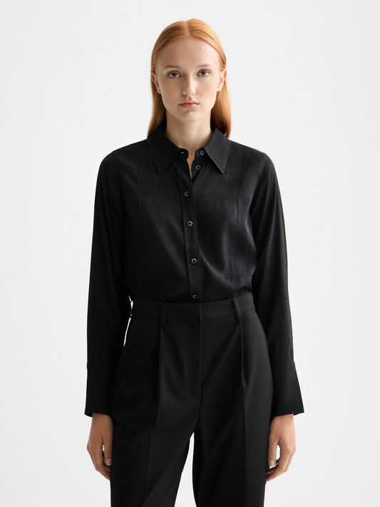 White Smoke חולצה ארוכה מכופתרת לנשים Jacquard SCOTCH & SODA