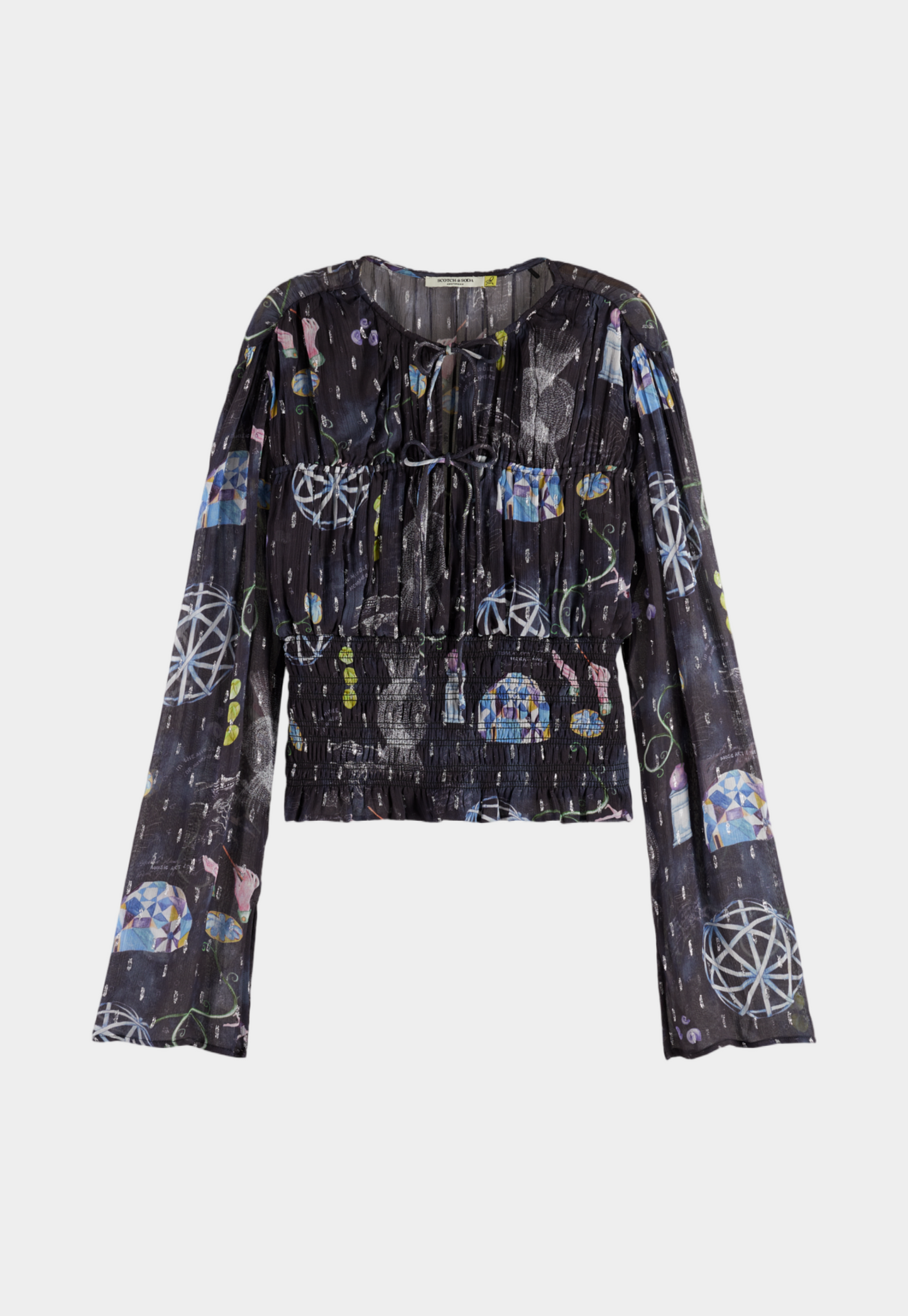 Dark Slate Gray חולצה ארוכה לנשים Smocked SCOTCH & SODA