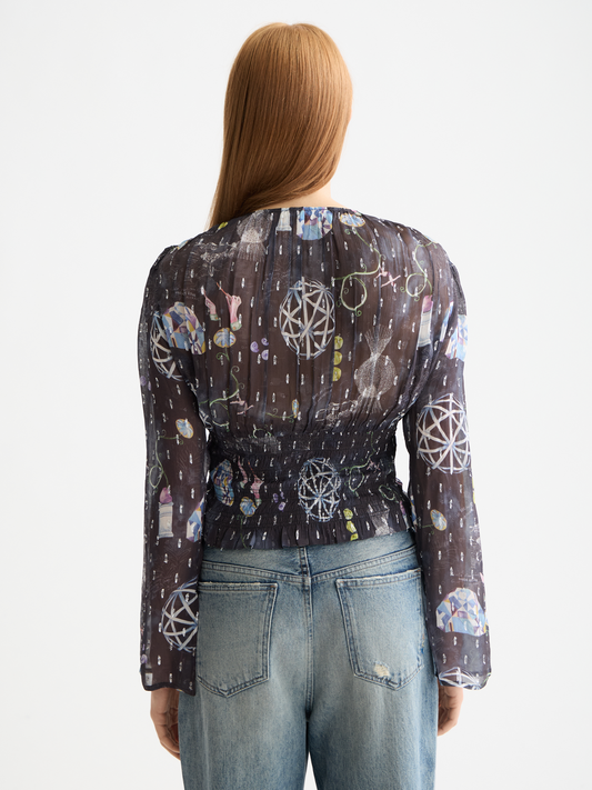 Lavender חולצה ארוכה לנשים Smocked SCOTCH & SODA