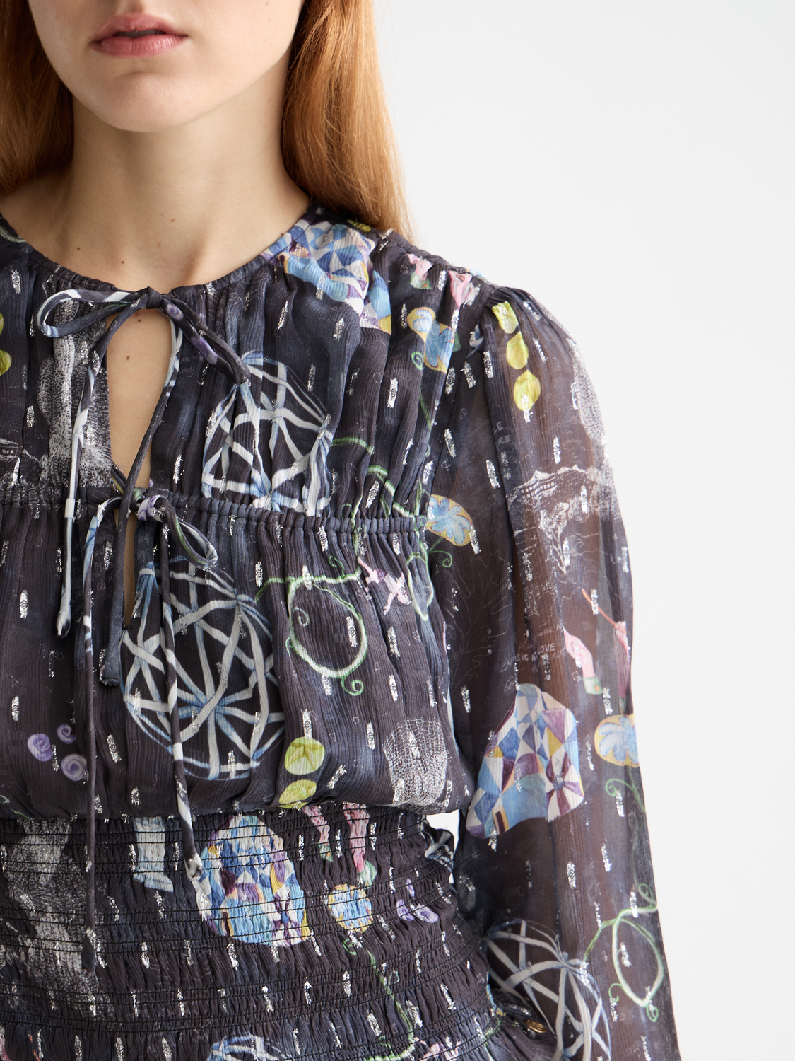 Light Gray חולצה ארוכה לנשים Smocked SCOTCH & SODA