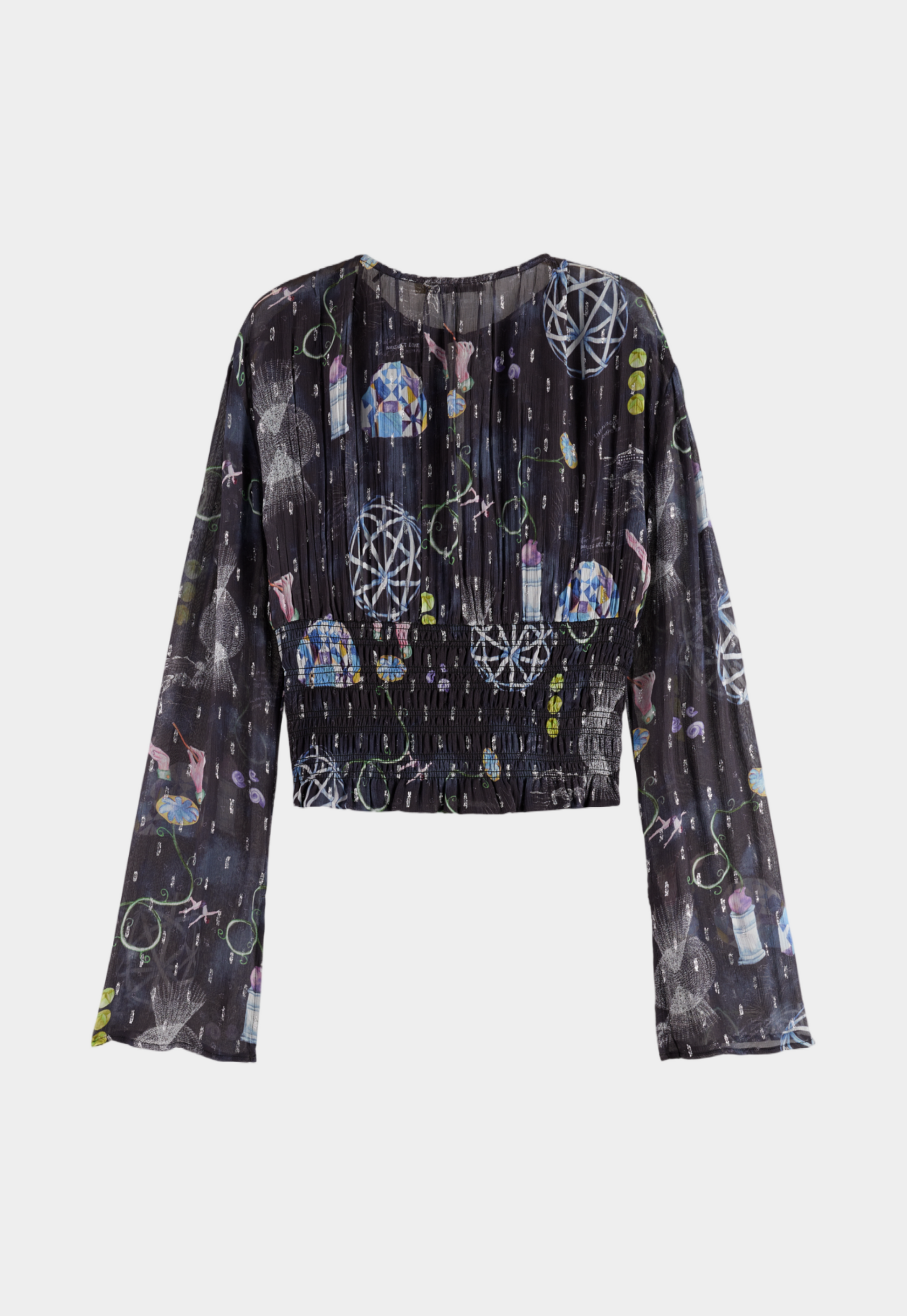 Dark Slate Gray חולצה ארוכה לנשים Smocked SCOTCH & SODA