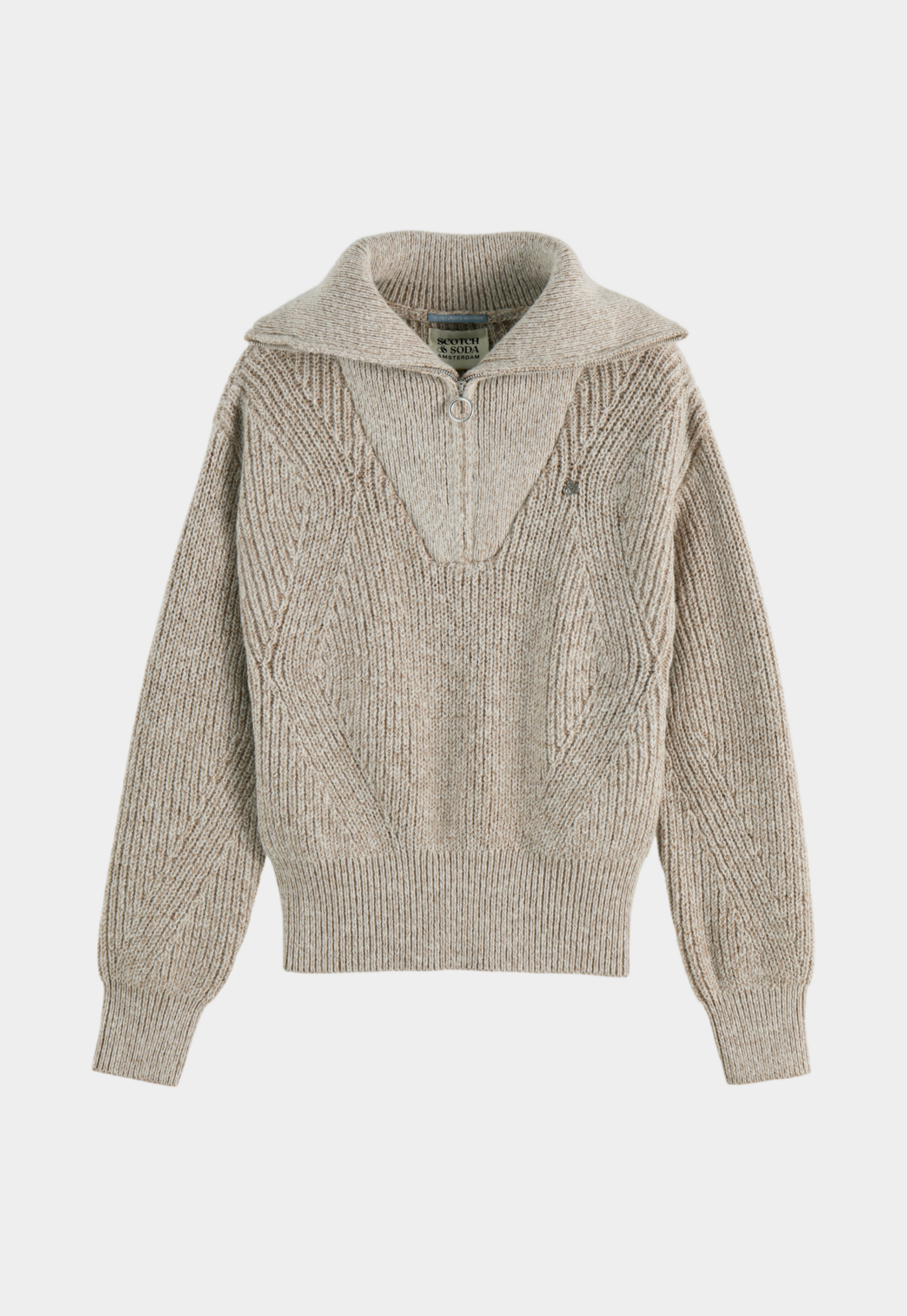 Light Gray סוודר חצי רוכסן לנשים SCOTCH & SODA