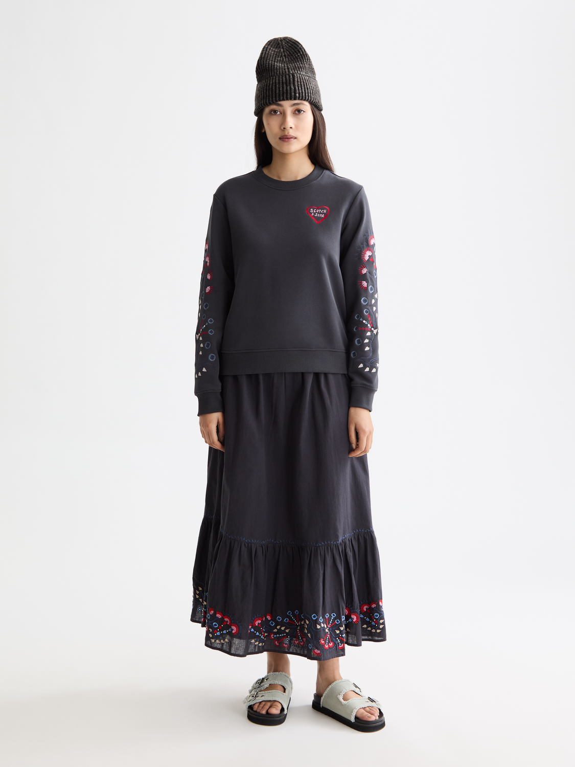 Dark Slate Gray סווטשירט עם לוגו לנשים SCOTCH & SODA