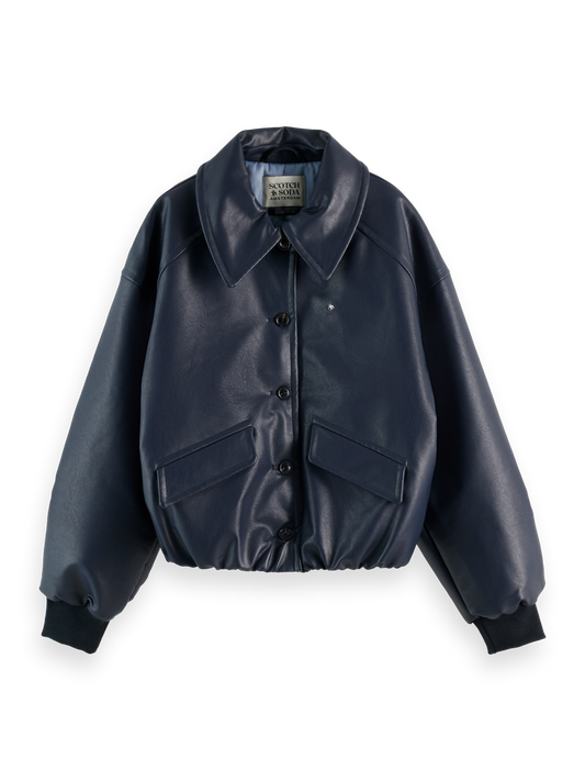 Dark Slate Gray ג'קט בומבר דמוי עור לנשים SCOTCH & SODA