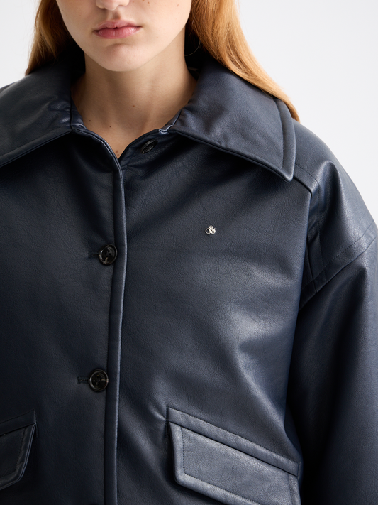 Dark Slate Gray ג'קט בומבר דמוי עור לנשים SCOTCH & SODA