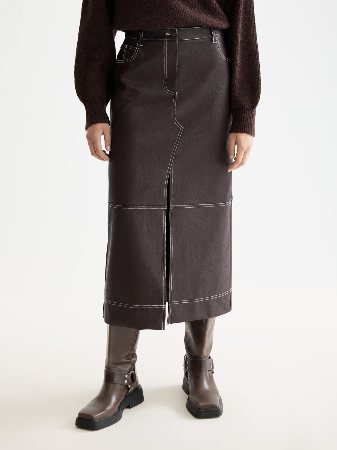 White Smoke חצאית מידי דמוי עור לנשים SCOTCH & SODA