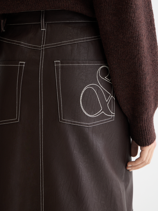 Black חצאית מידי דמוי עור לנשים SCOTCH & SODA