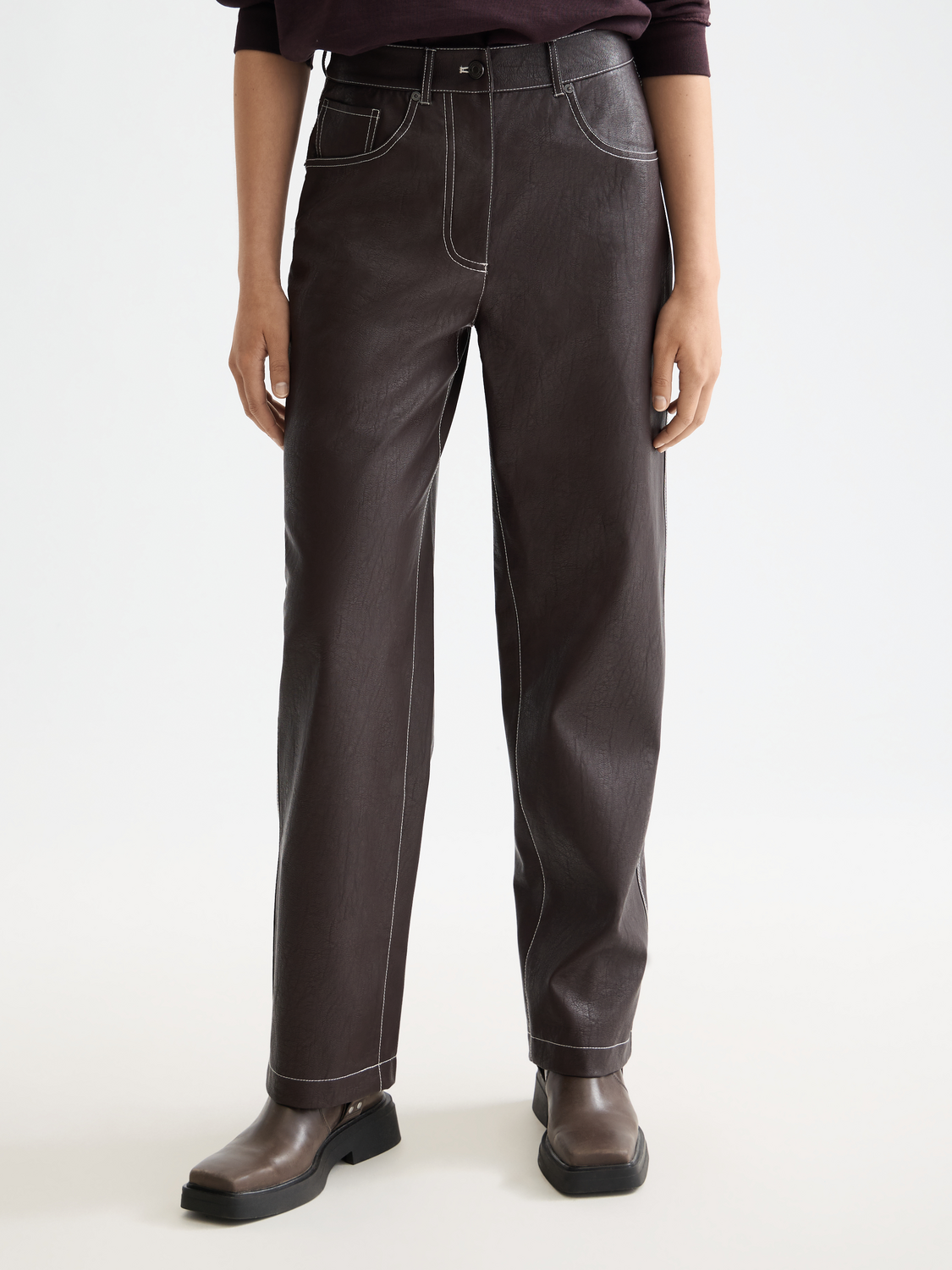 White Smoke מכנסיים ארוכים דמוי עור לנשים Aurora SCOTCH & SODA