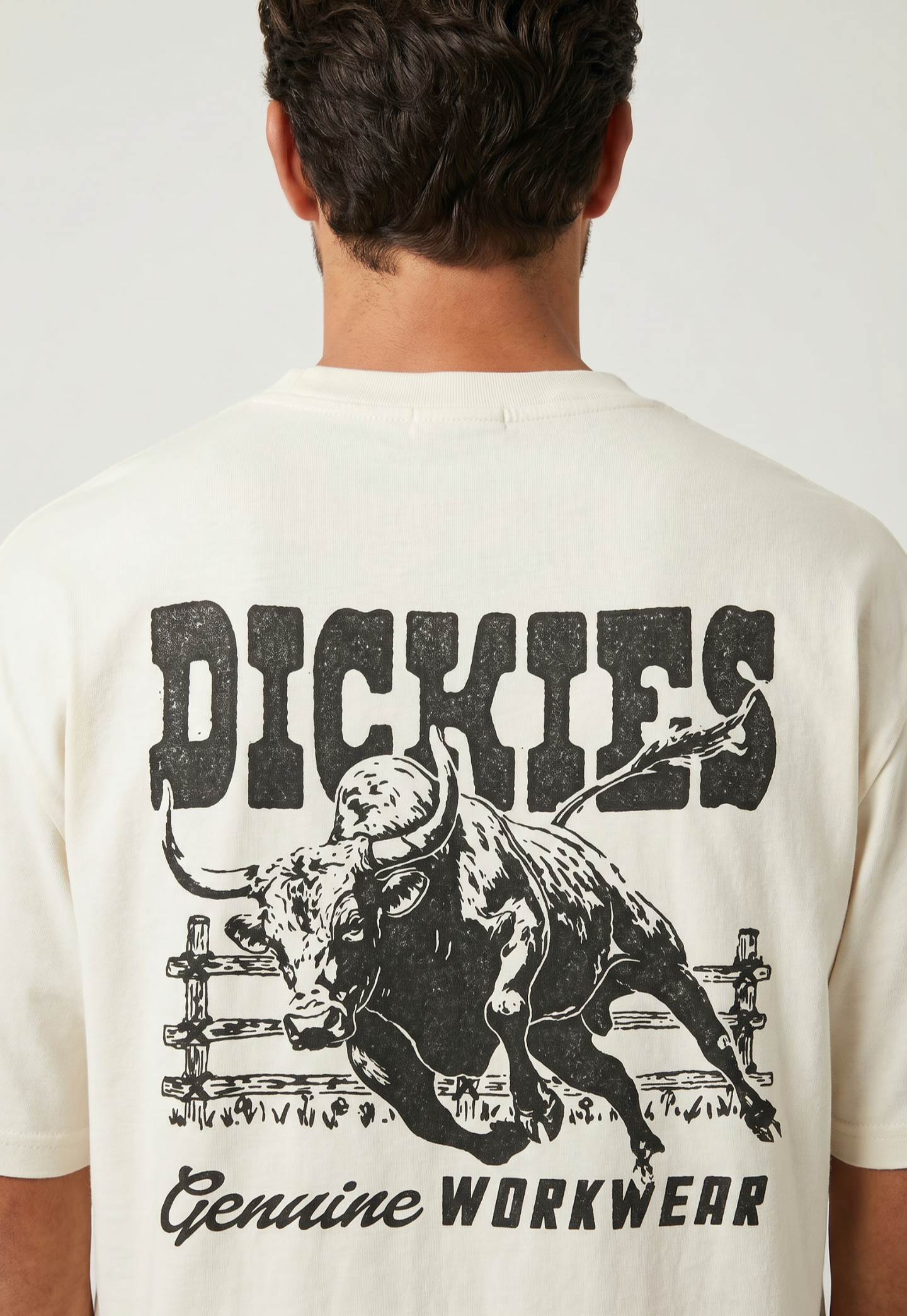 Antique White טי שירט קצרה לגברים Buchtell DICKIES