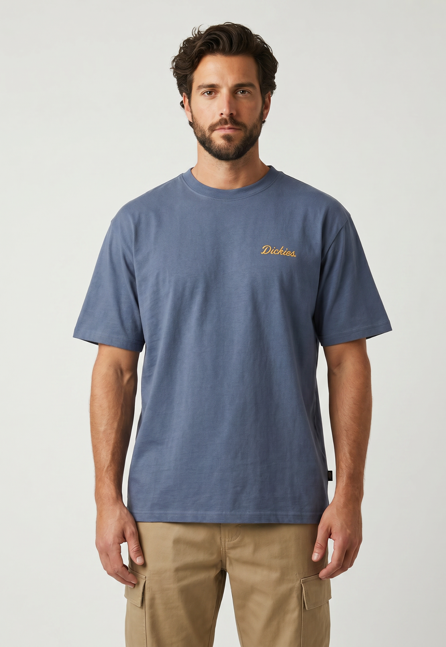 Light Gray טי שירט קצרה לגברים Wellsville DICKIES