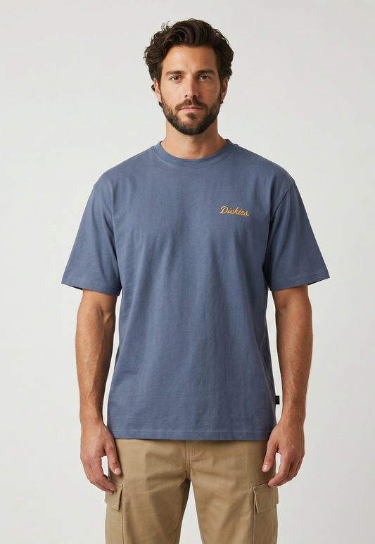 Light Gray טי שירט קצרה לגברים Wellsville DICKIES