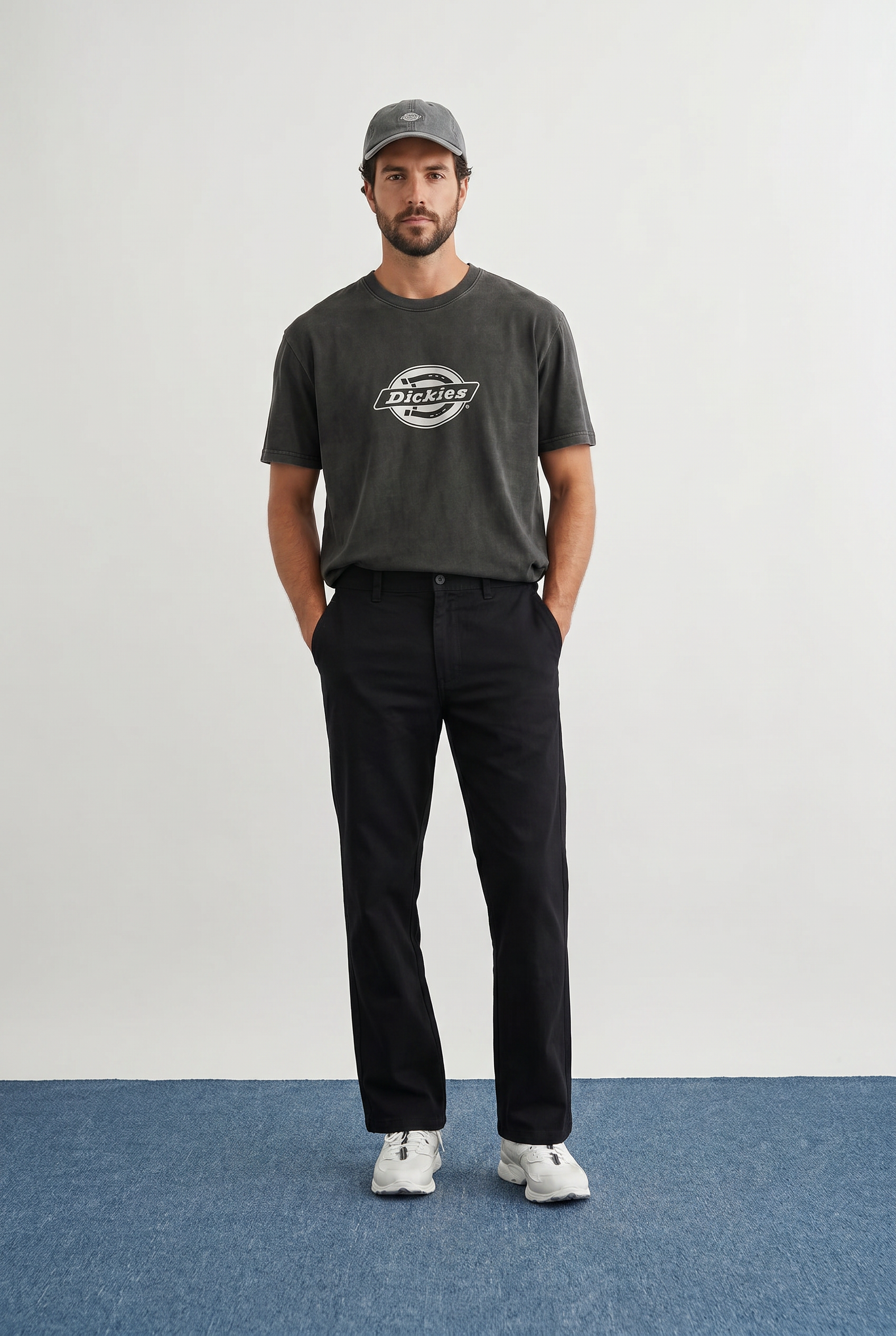 Light Gray טי שירט קצרה לגברים Plainville DICKIES