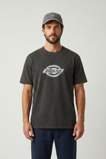 Light Gray טי שירט קצרה לגברים Plainville DICKIES