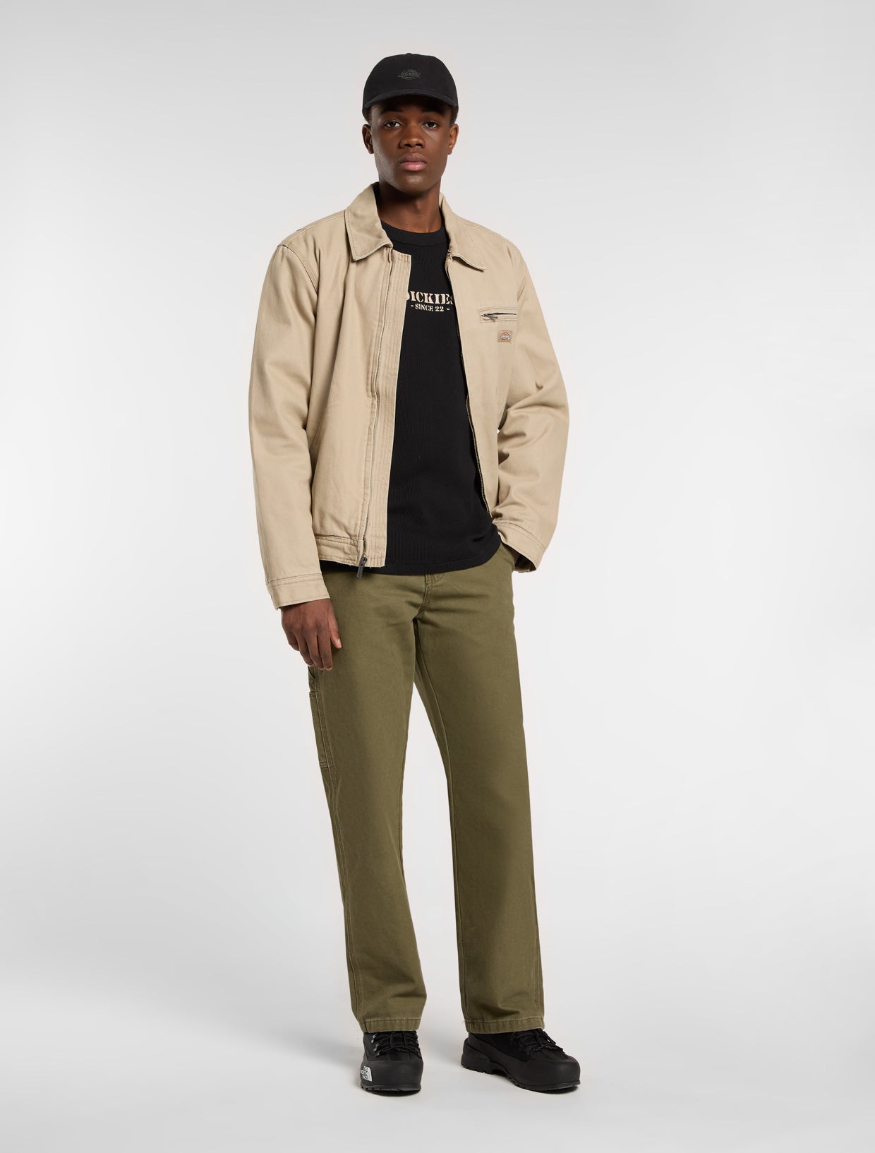 Light Gray טי שירט ארוכה לגברים Waffle DICKIES