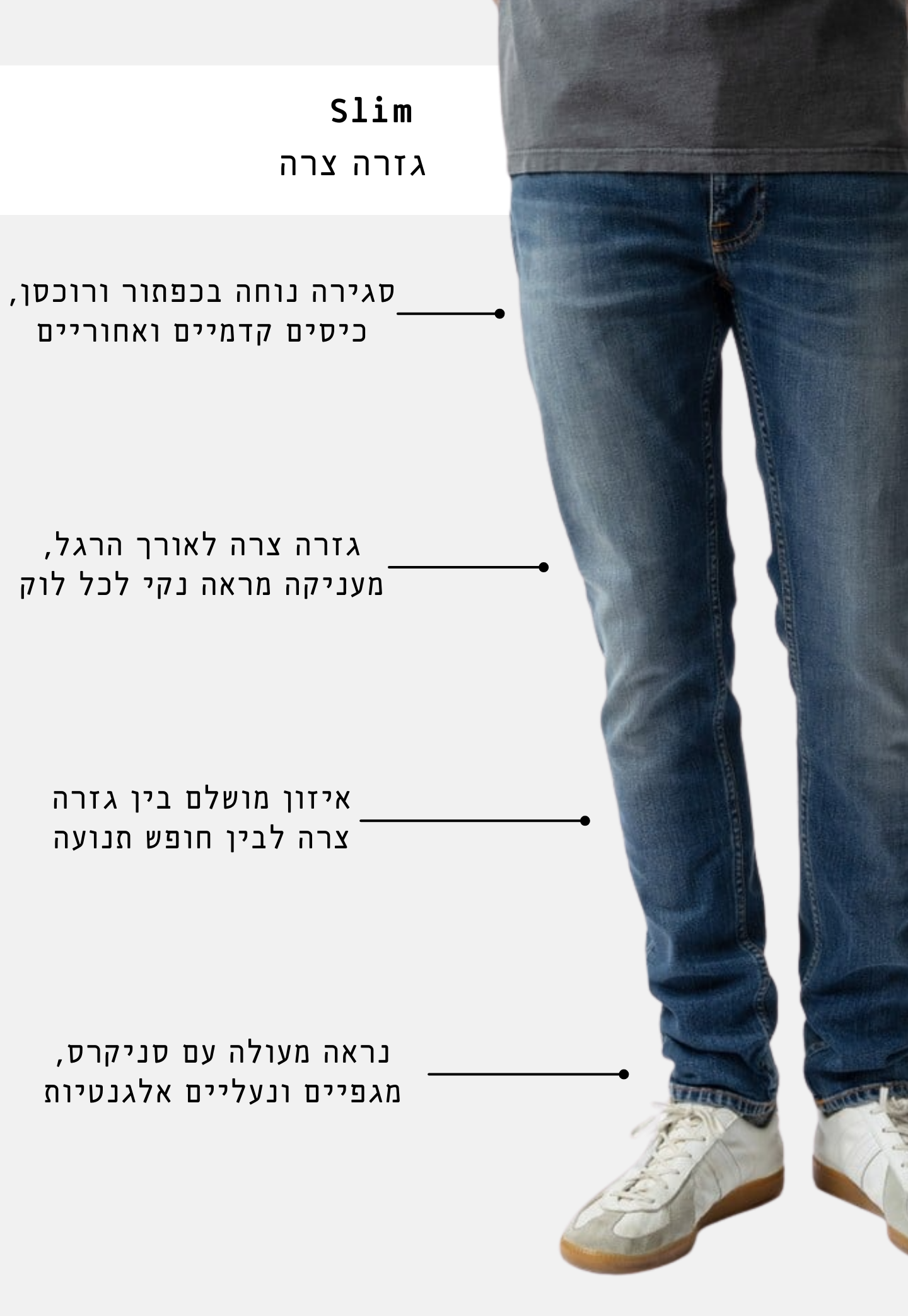 White Smoke ג'ינס ארוך לגברים Lean Dean - Slim Fit NUDIE