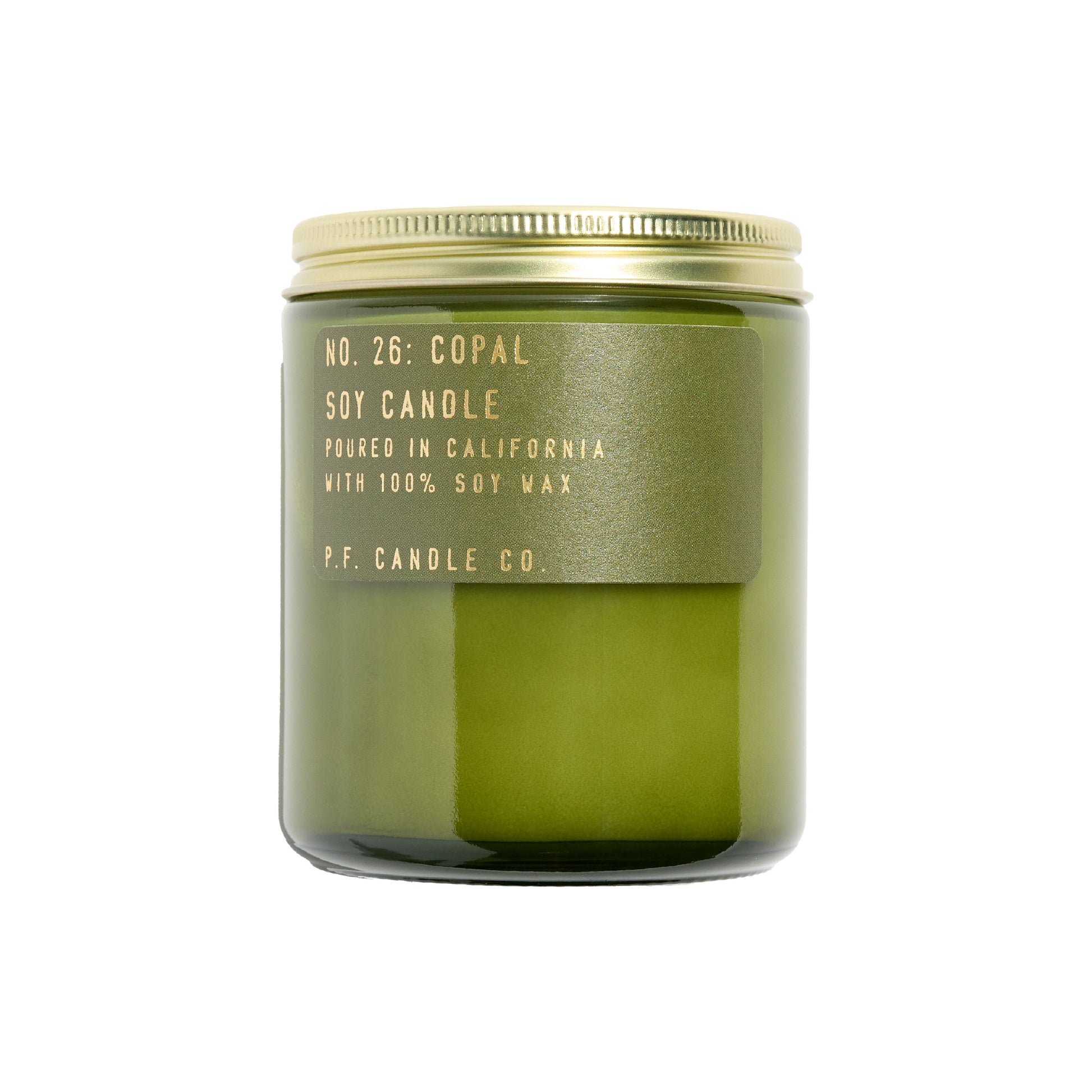 Olive Drab נר שעוות סויה קטן | NO. 26 COPAL - GREEN P.F.CANDLE