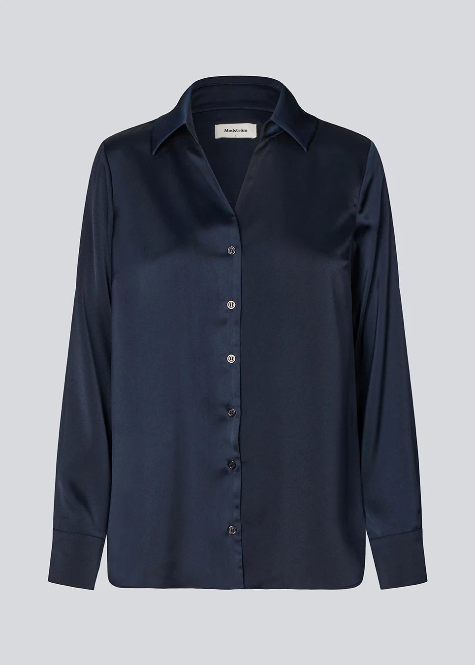 Dark Slate Gray חולצה מכופתרת ארוכה סאטן לנשים Pietro MODSTROM