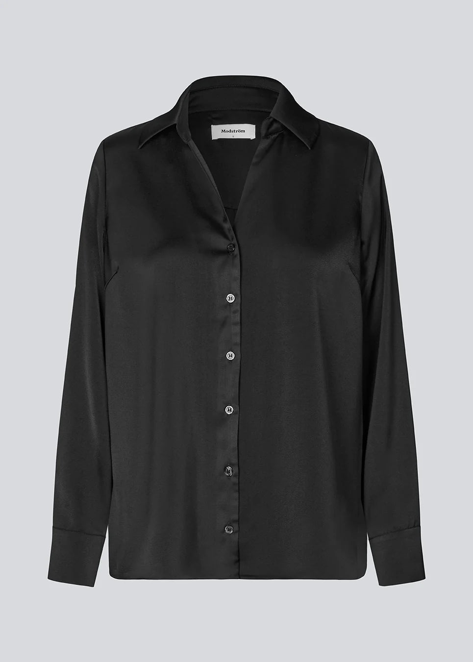 Light Gray חולצה מכופתרת ארוכה סאטן לנשים Pietro MODSTROM